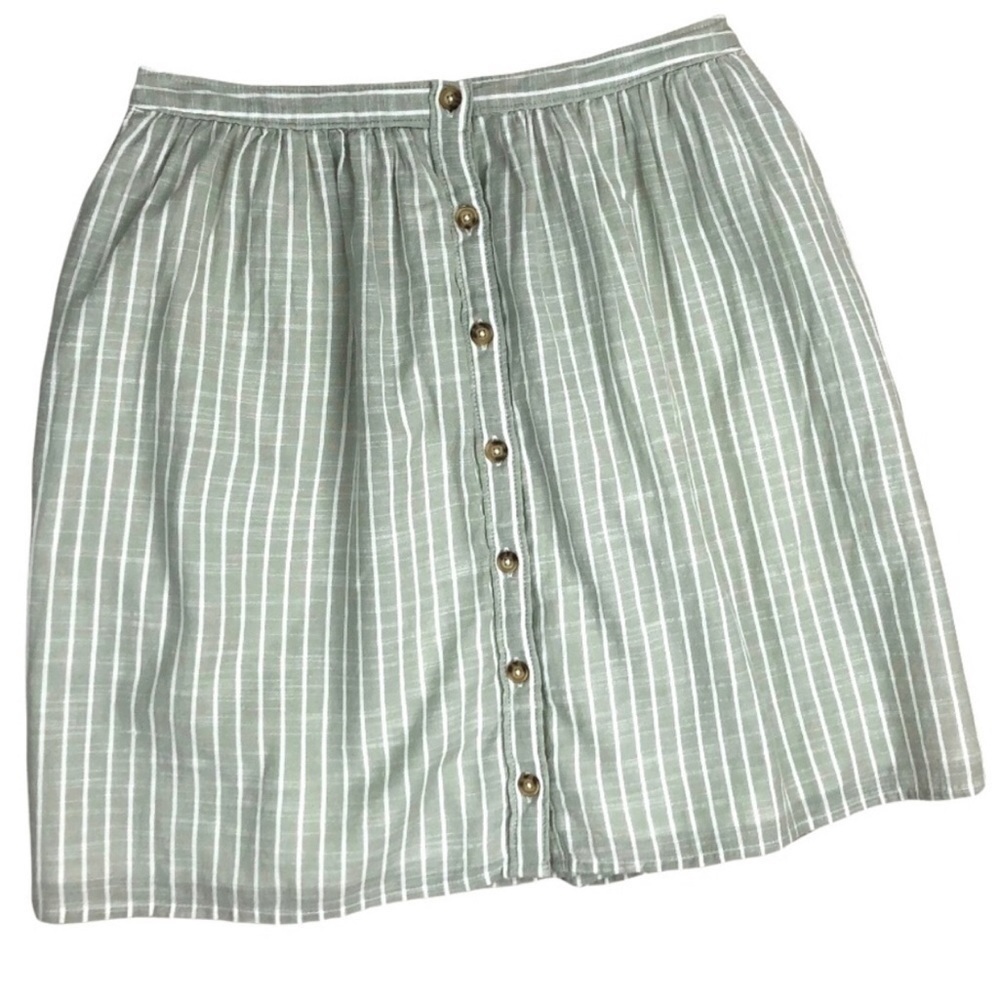 Abercrombie & Fitch Skirt Sz S Pinstriped Preppy Button Front Cotton Casual